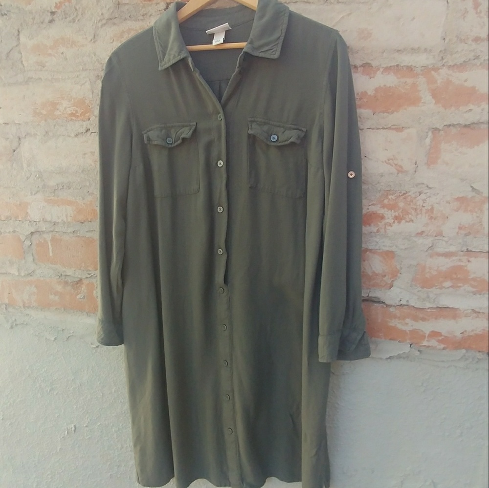 Ava & Viv Plus Size Olive Rayon Shirtdress